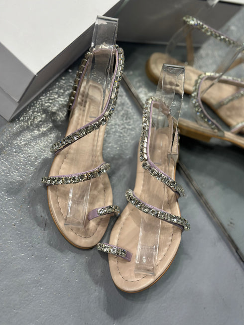 MIDNIGHT LİLA TAŞLI SANDALET